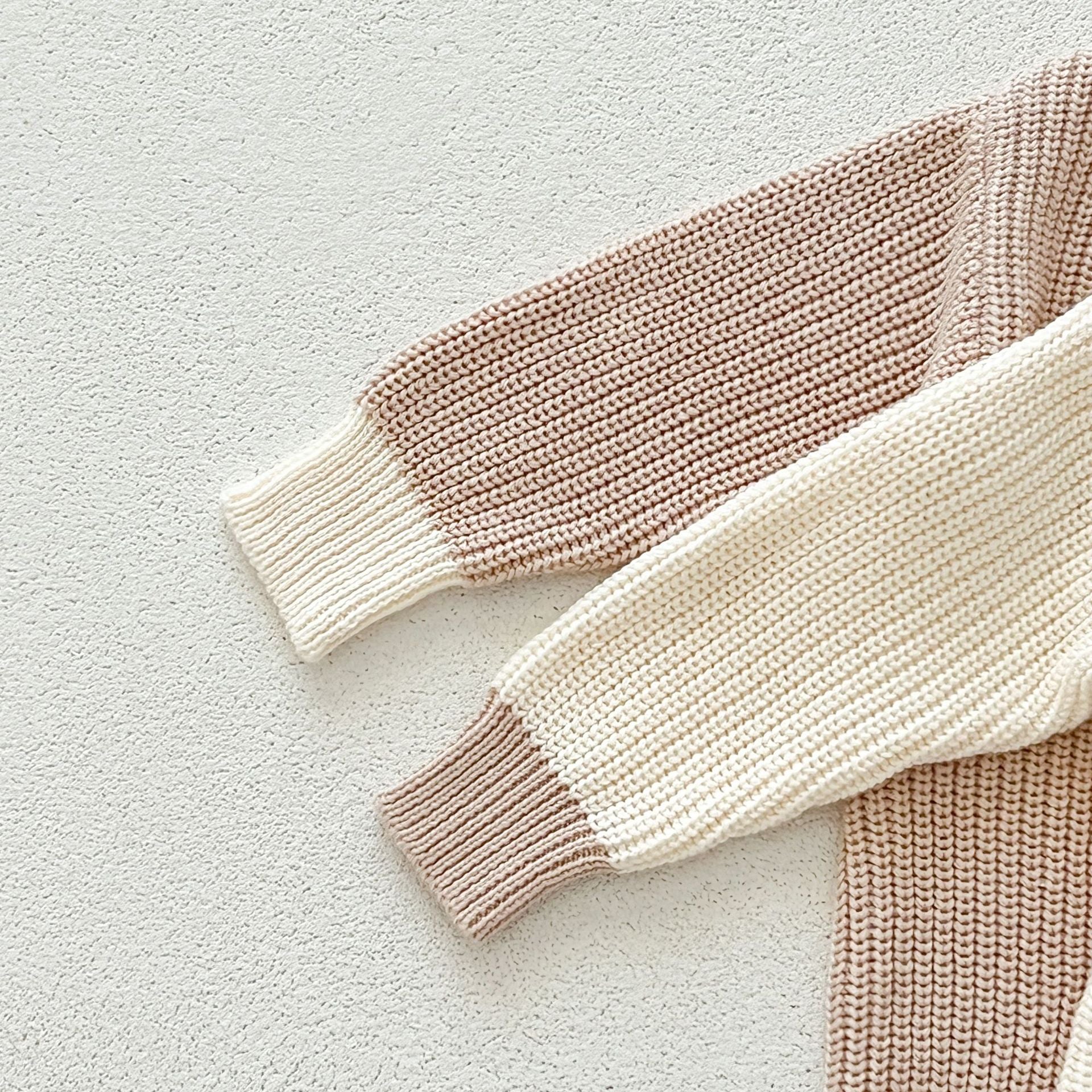 【BABY】リンガーデザインニットロンパース(pinkbeige/white)