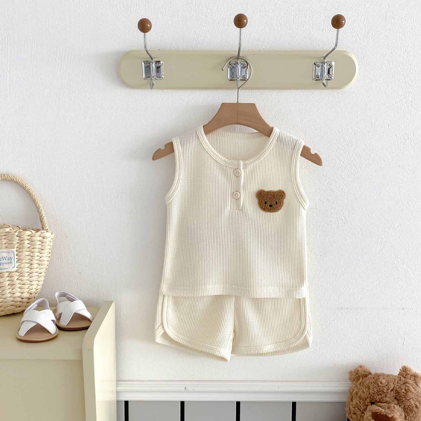 【BABY】クマ刺繡カジュアルセットアップ