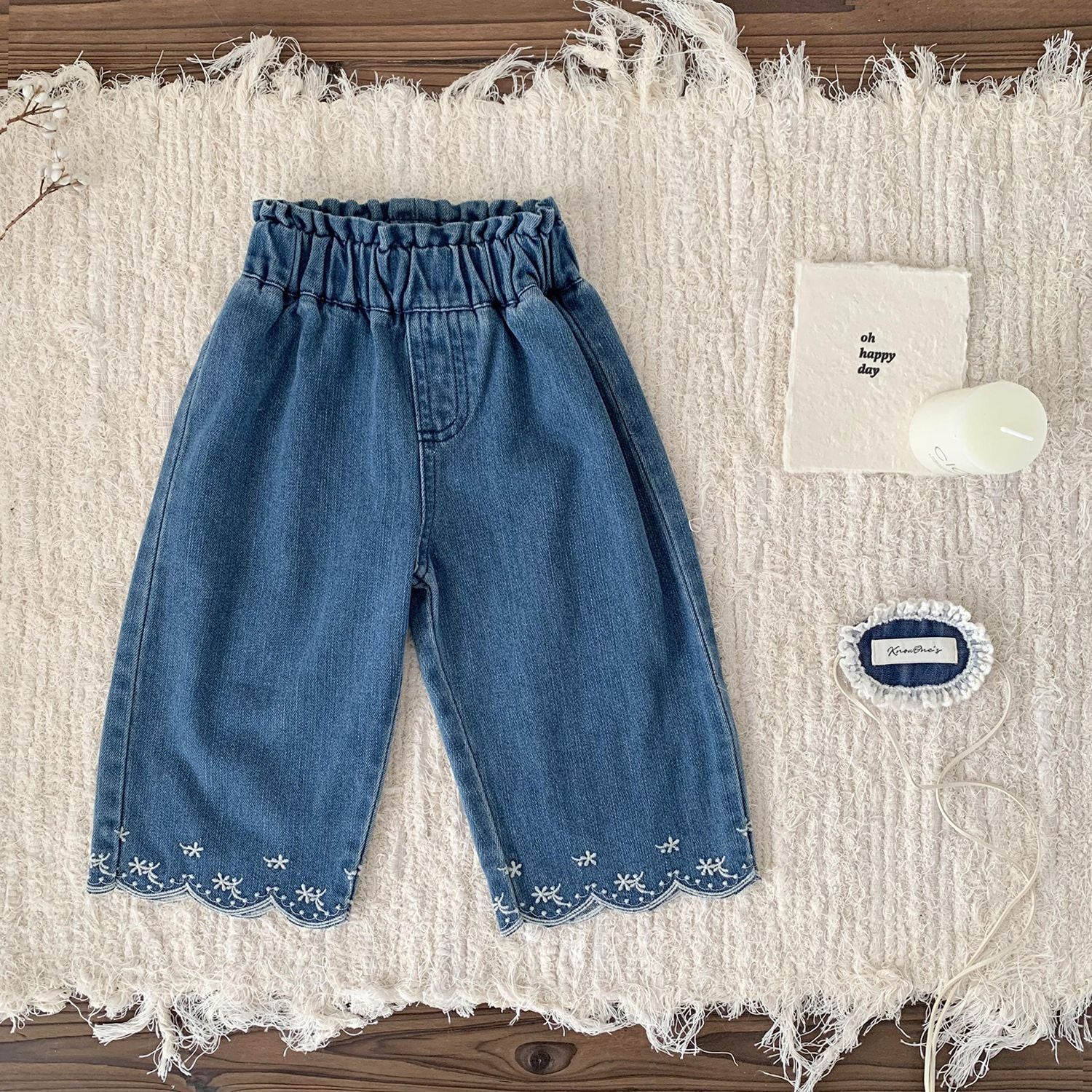 【BABY】お花の刺繍デニムパンツ