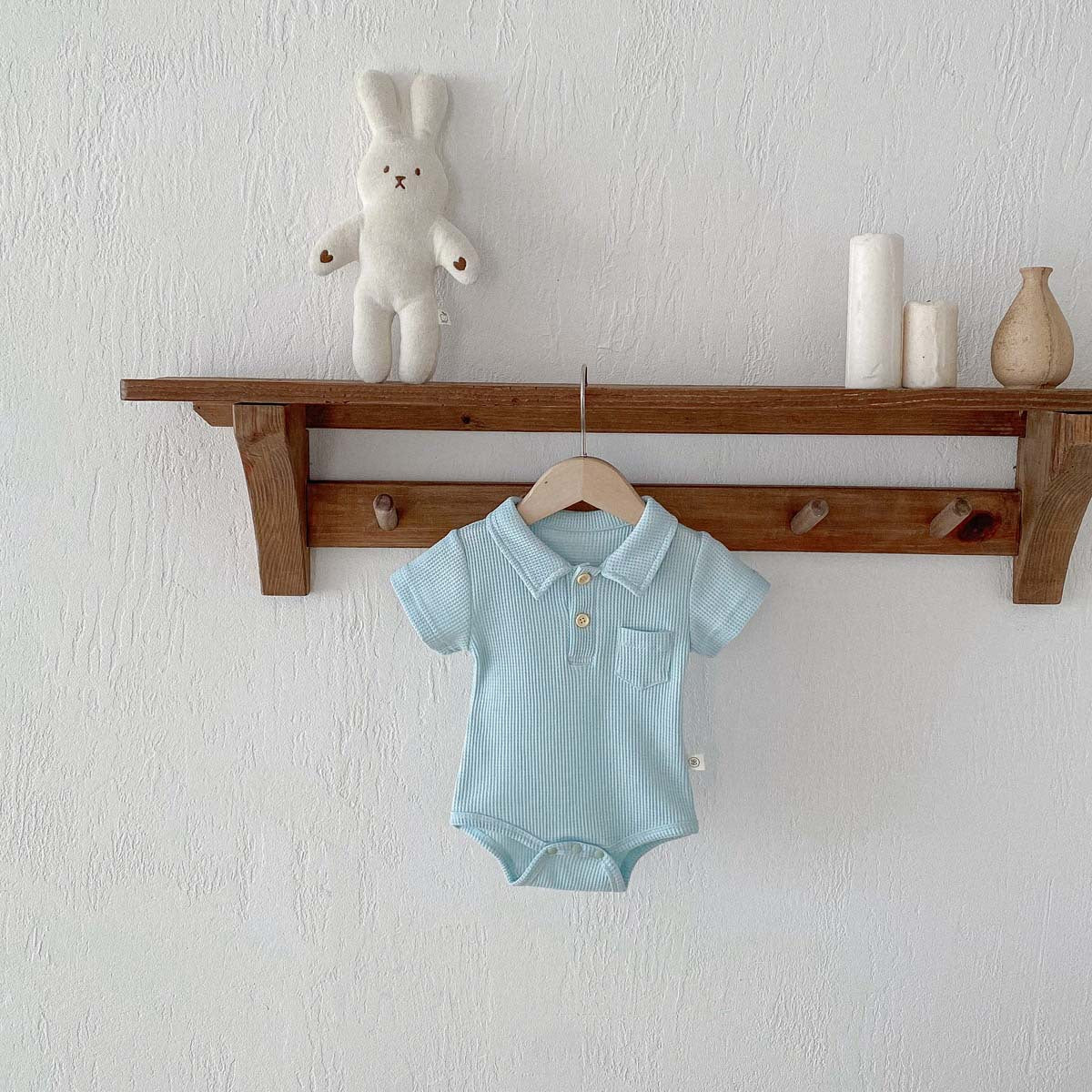 【BABY】ポロワッフル生地ロンパース CawaKomostore