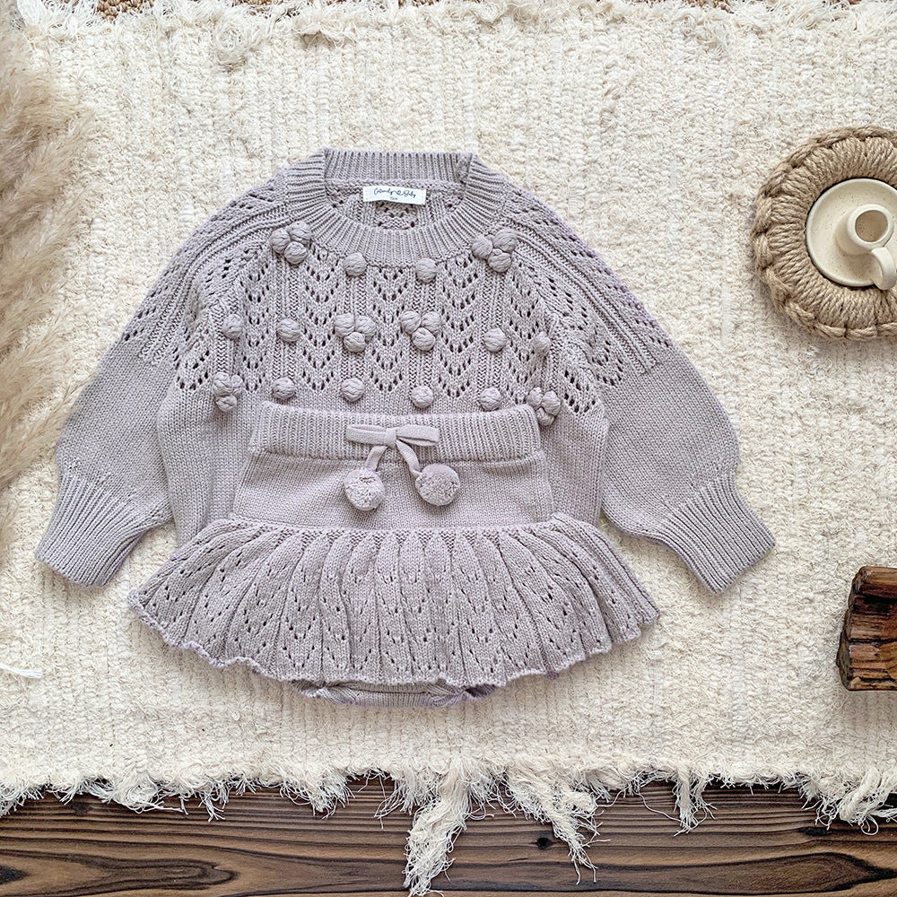 【BABY】ポンポンリボンニットフリルブルマ CawaKomostore