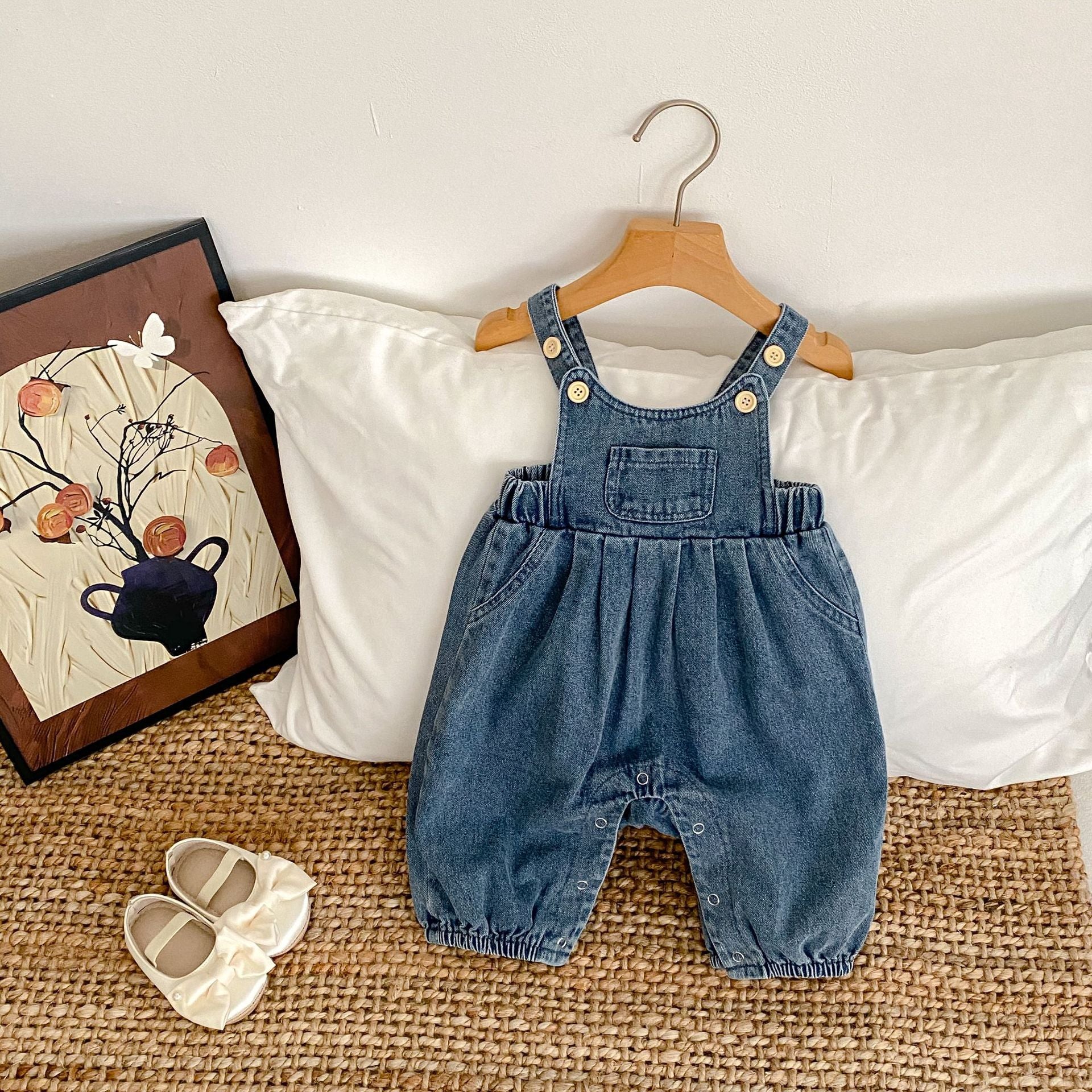 【BABY】ボタンデニムオーバーオール