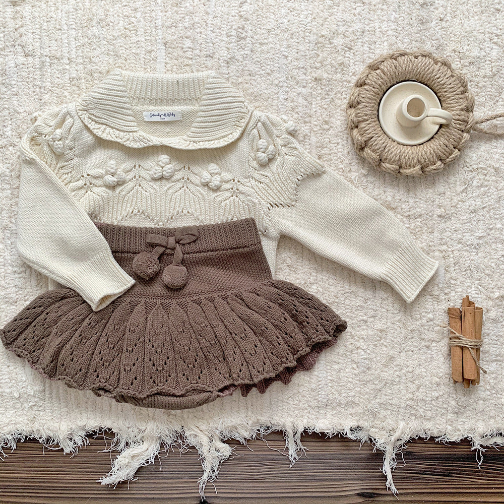 【BABY】ポンポンリボンニットフリルブルマ CawaKomostore
