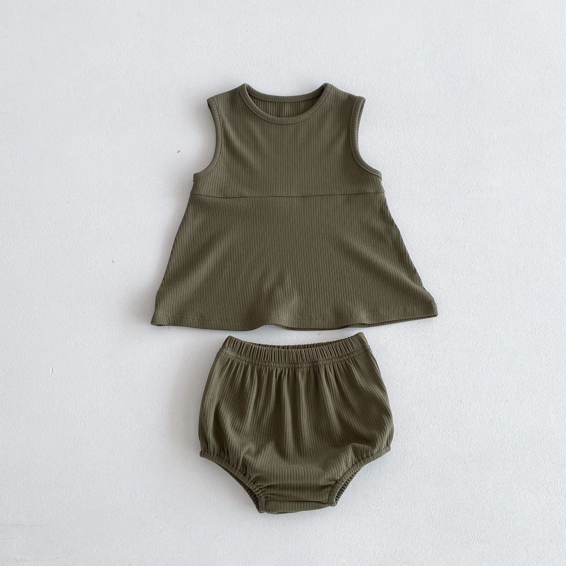 【BABY】リブ生地ノースリーブトップス&ブルマセットアップ CawaKomostore