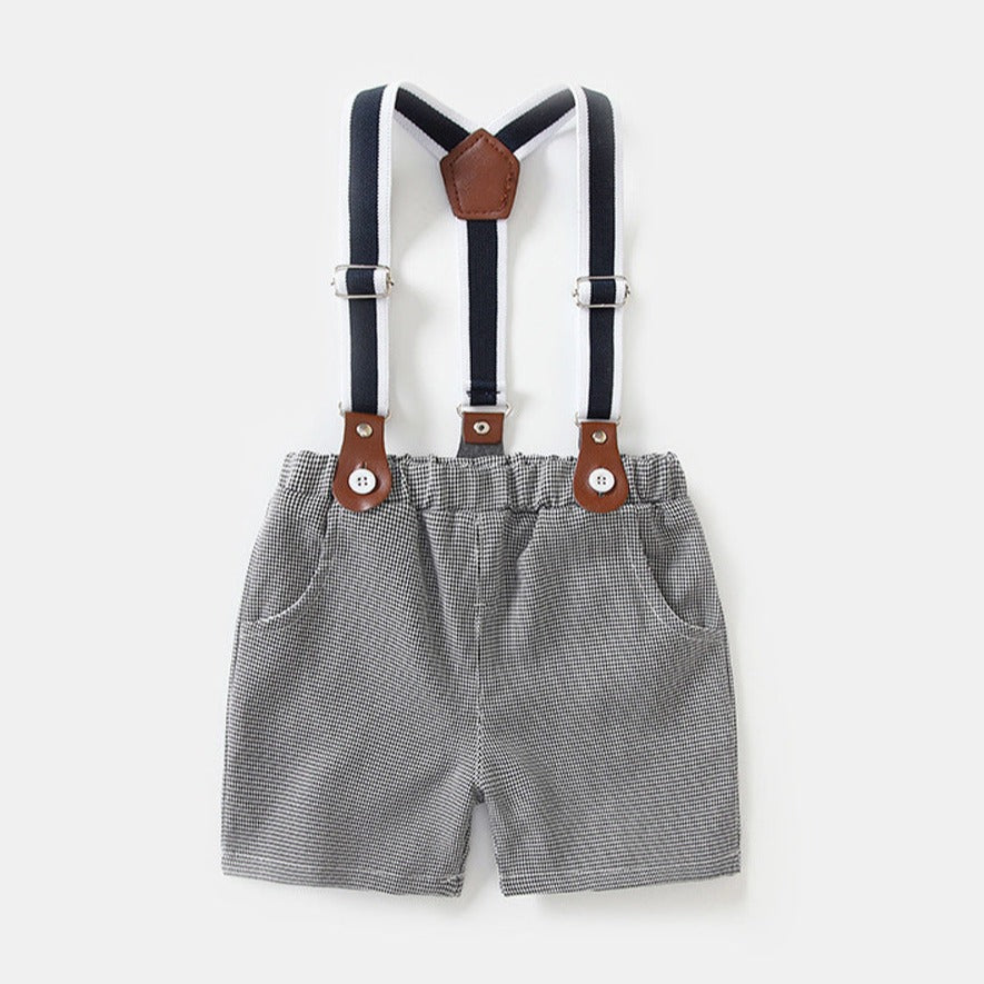 【BABY】 白いシャツ＆チェック柄ショートパンツセットアップ CawaKomostore
