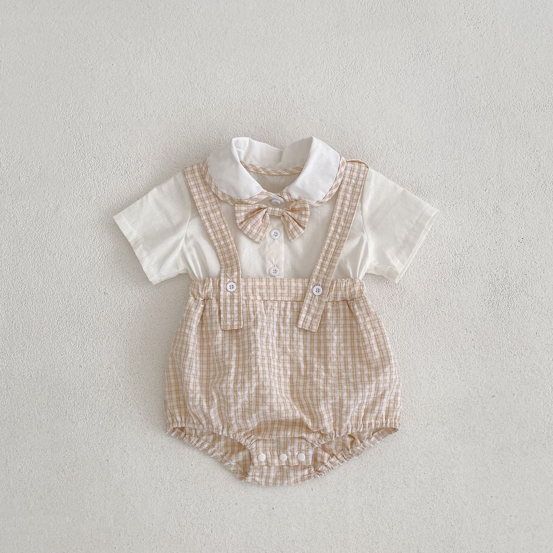 【BABY】 チェック柄 ネクタイ付き ロンパース CawaKomostore