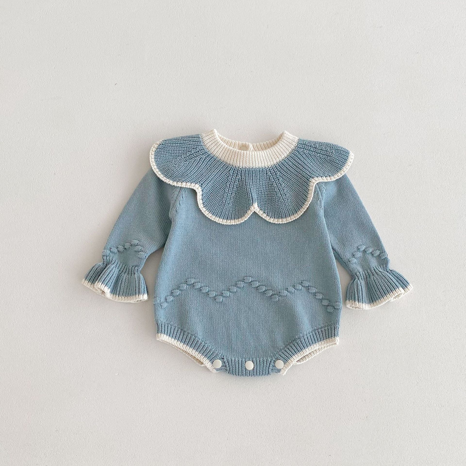 【BABY】リンガーデザインフローラルニットロンパース CawaKomostore