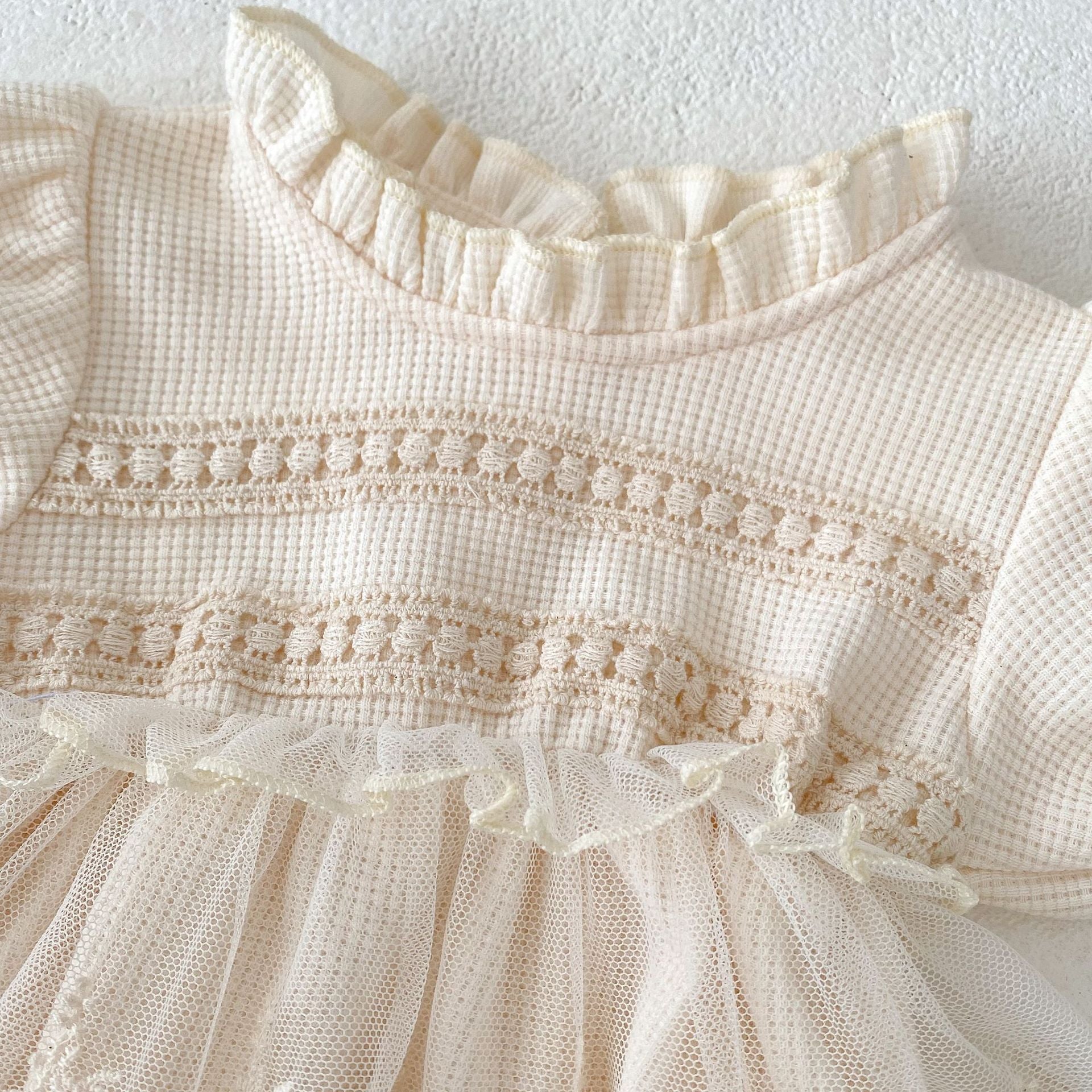 【BABY】ワッフル生地レースワンピロンパース(半袖) CawaKomostore