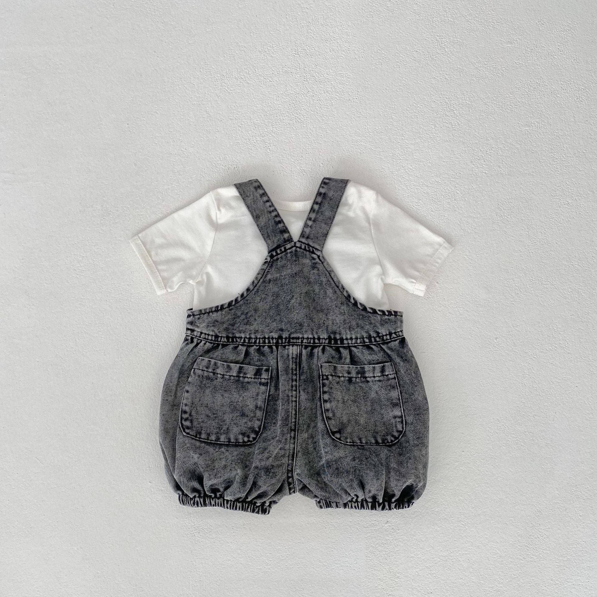 【BABY】BLACKデニムサロペット＆Tシャツセット