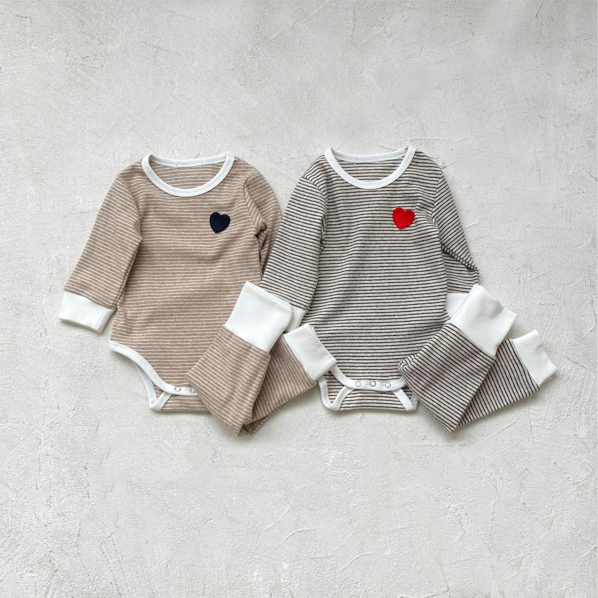 【BABY】ハート×ボーダー3点セットアップ