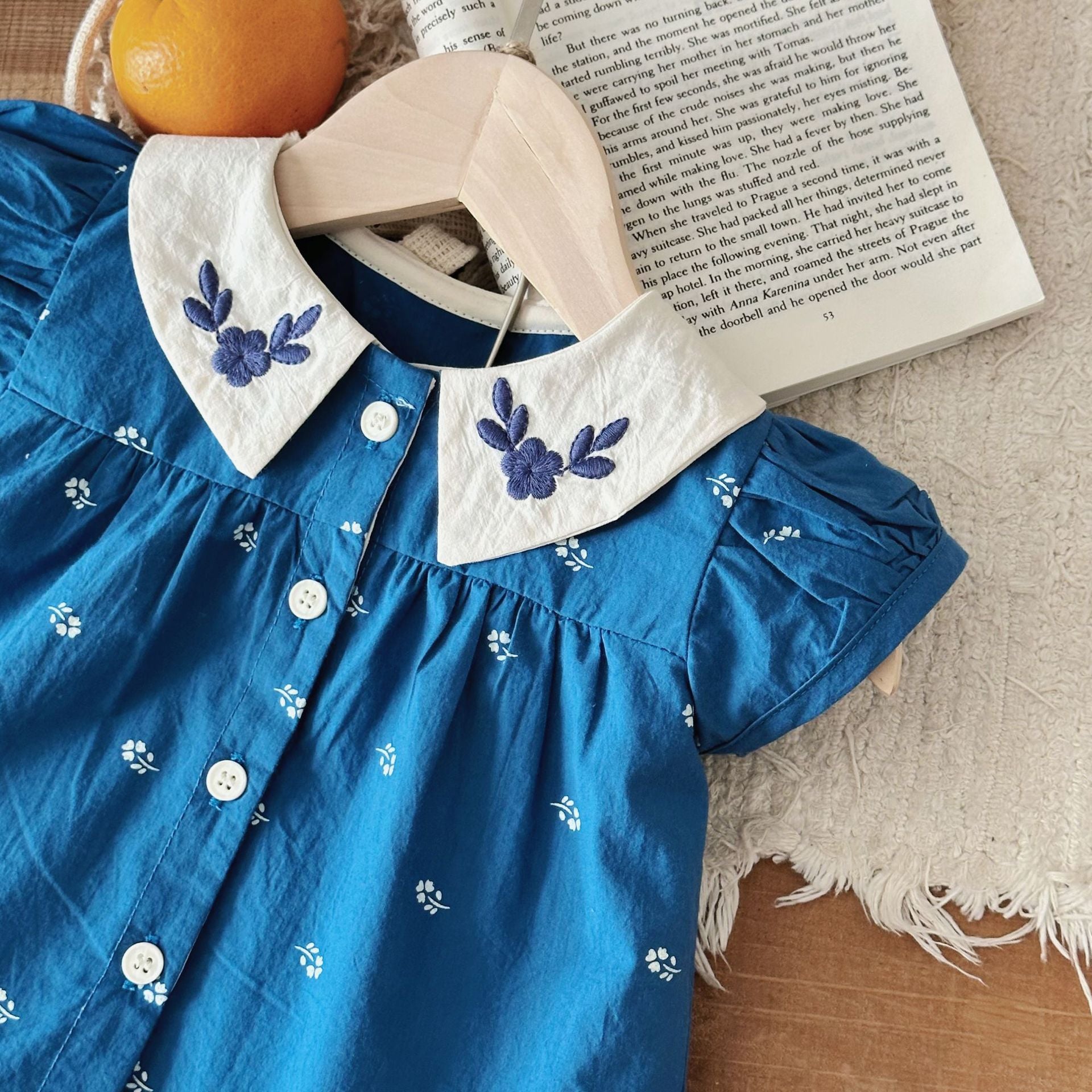 【BABY】夏、秋ブルーツーピース 花柄セットアップ CawaKomostore