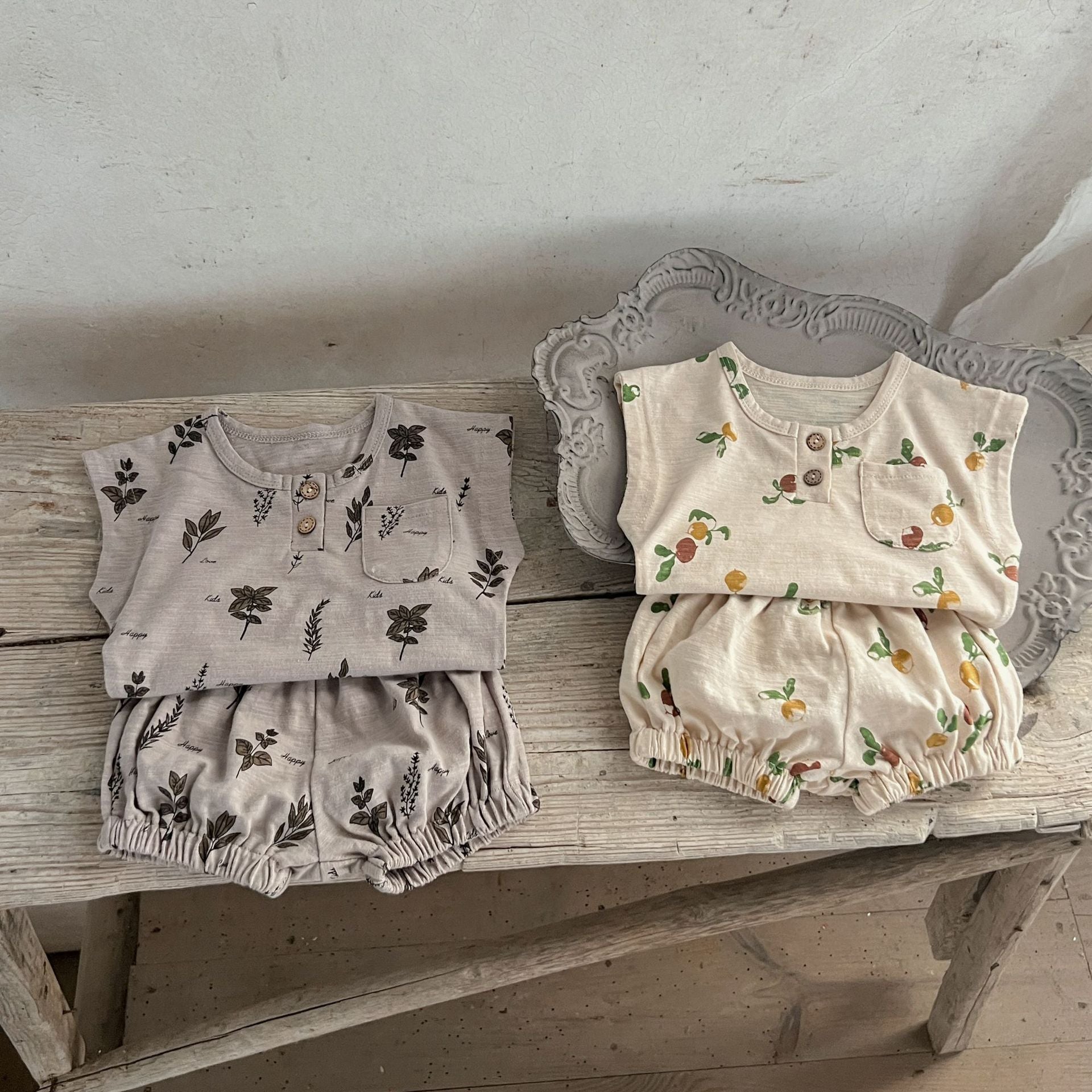 【BABY】夏新作柔らかレトロ柄セットアップ CawaKomostore