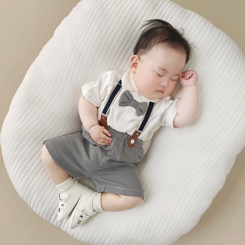 【BABY】 白いシャツ＆チェック柄ショートパンツセットアップ CawaKomostore