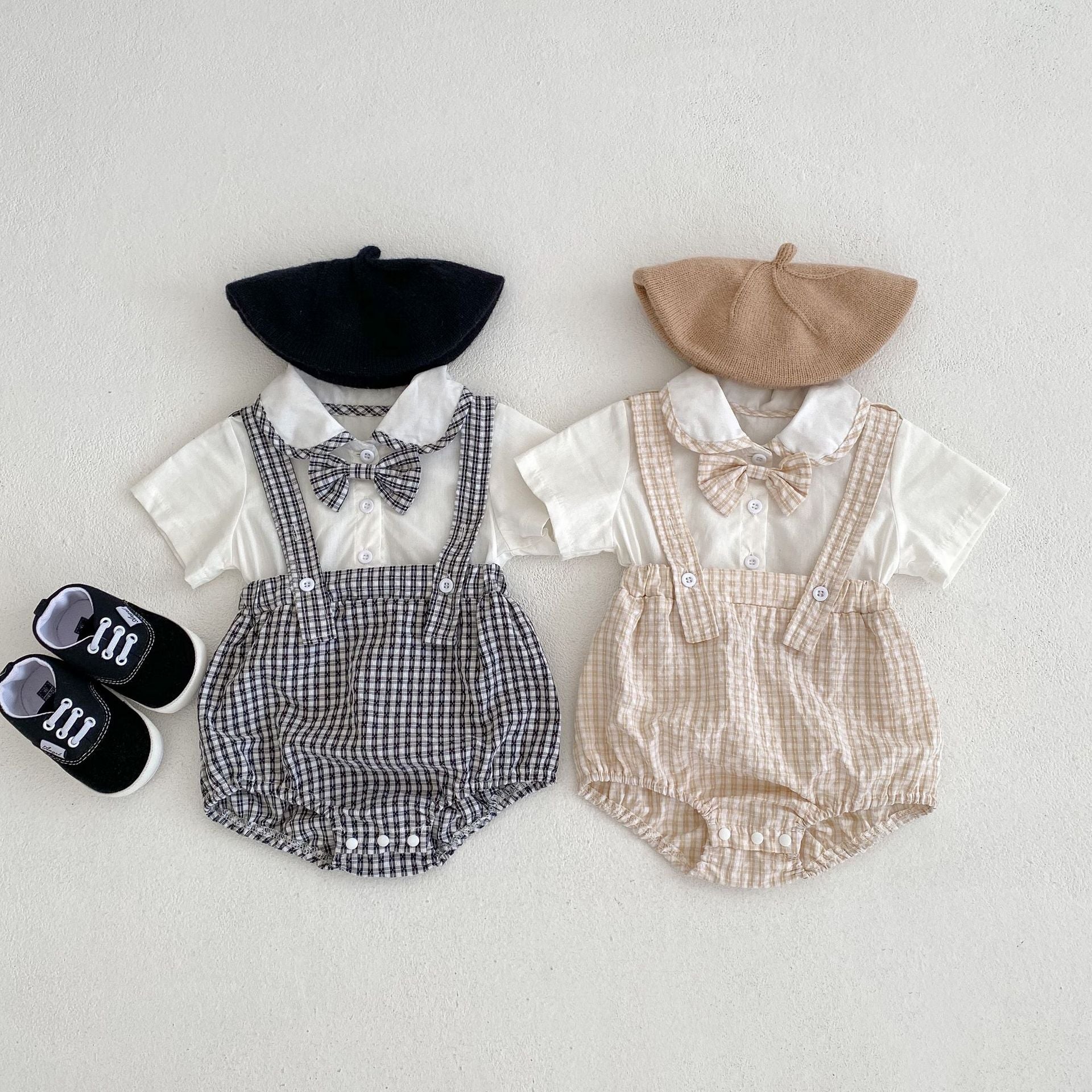 【BABY】 チェック柄 ネクタイ付き ロンパース CawaKomostore