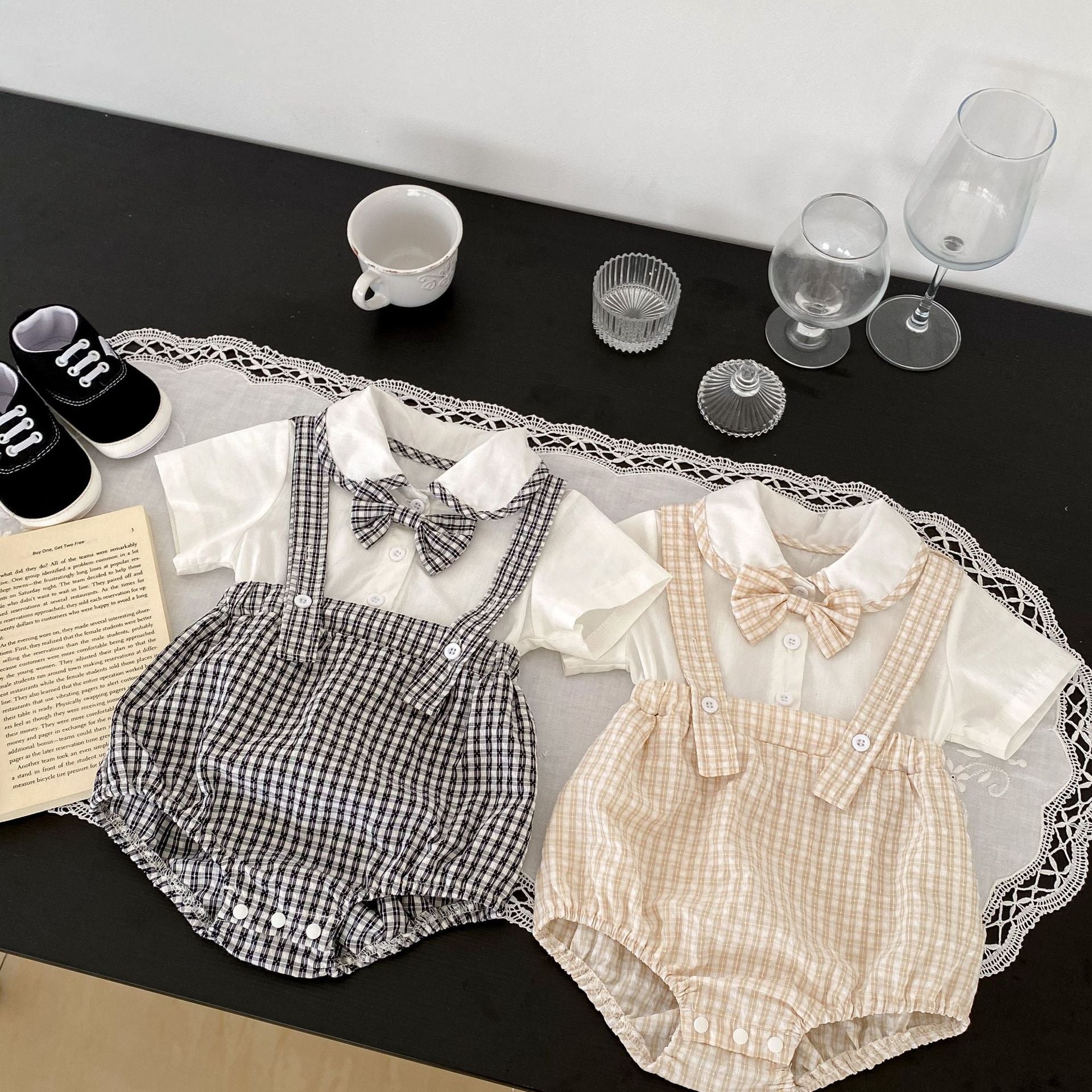 【BABY】 チェック柄 ネクタイ付き ロンパース CawaKomostore
