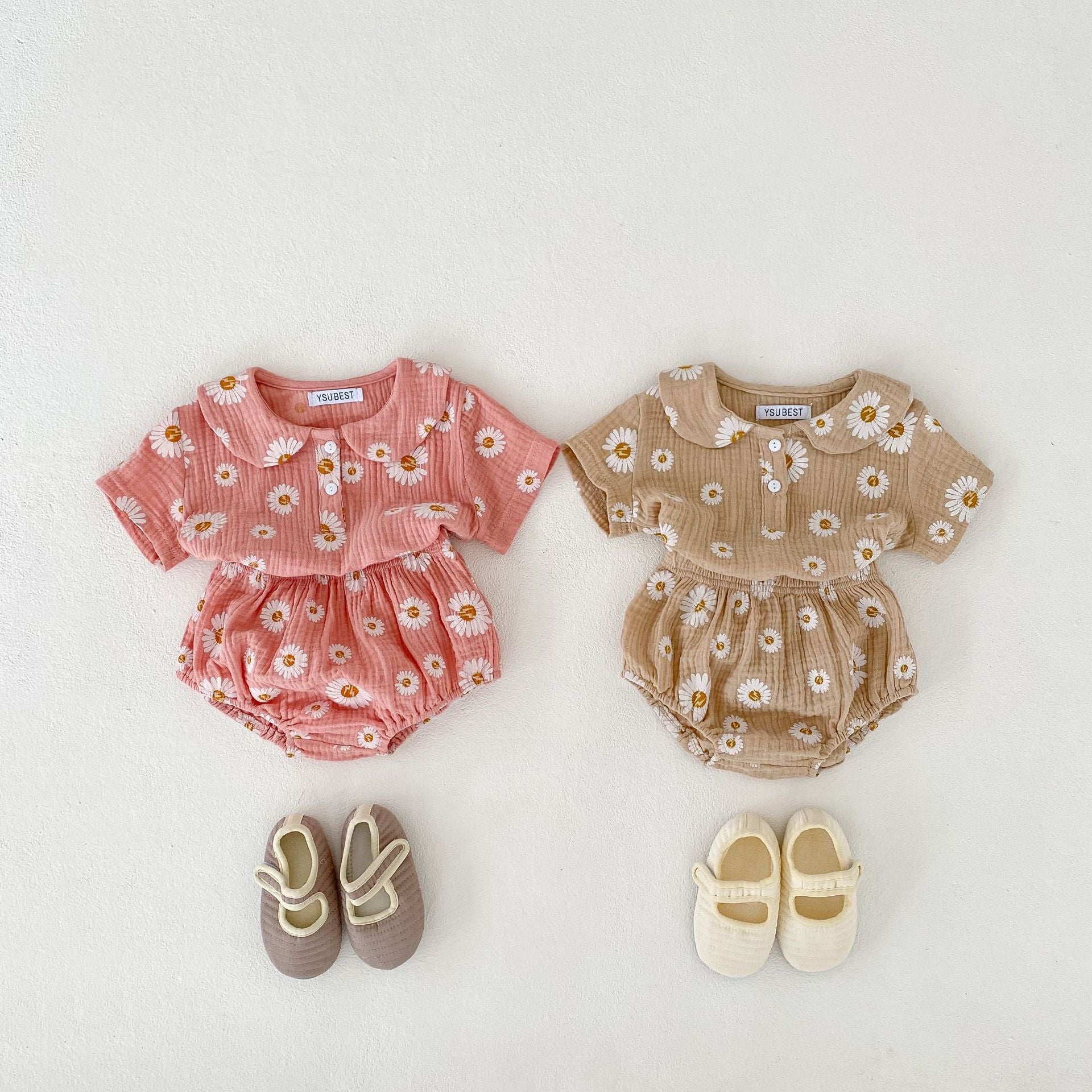 【BABY】ガーゼ生地デイジー総柄セットアップ CawaKomostore