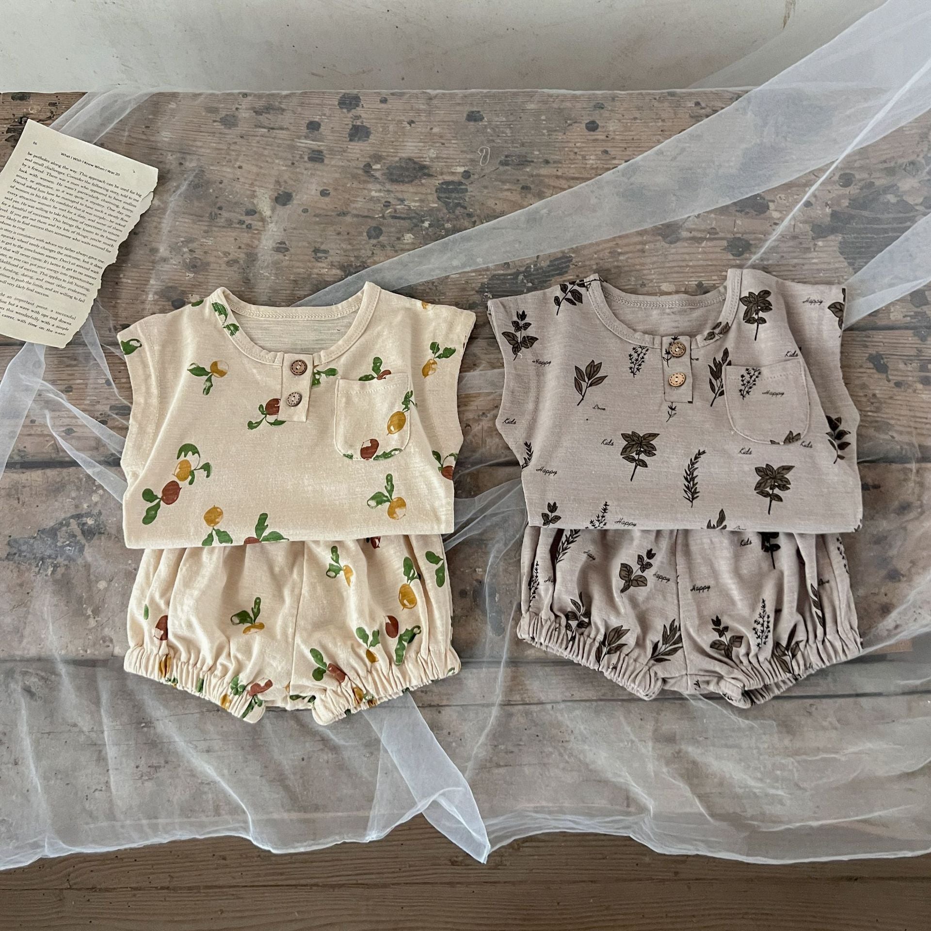 【BABY】夏新作柔らかレトロ柄セットアップ CawaKomostore