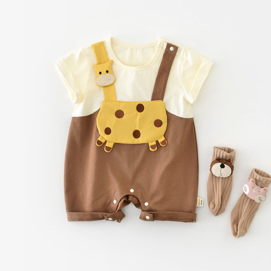 【BABY】キリンのサロペット風ロンパース🦒