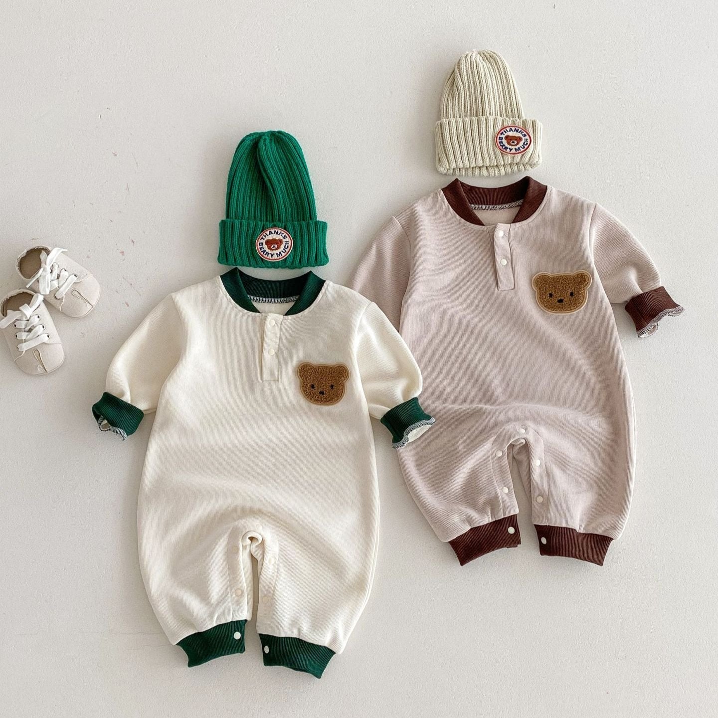 【BABY】熊スウェットロンパース