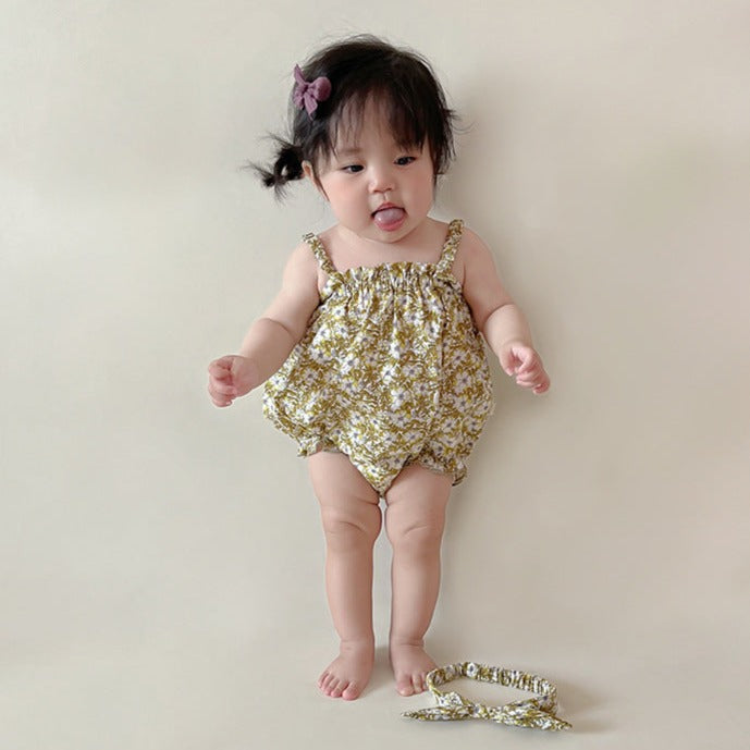 【BABY】グリーン花柄 サロペット / セットアップ CawaKomostore