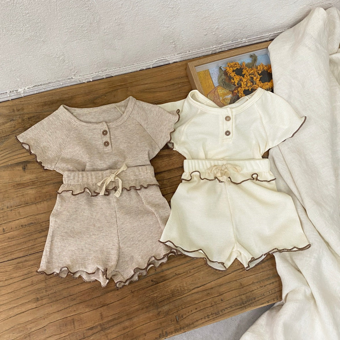 【BABY】ふんわりフリルリブ編みセットアップ CawaKomostore