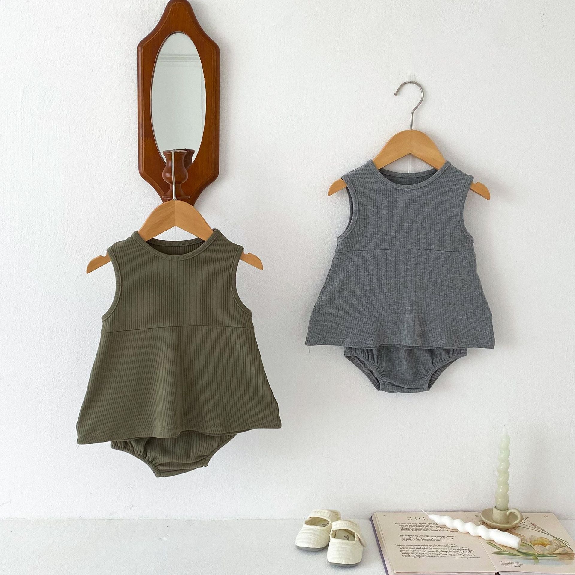 【BABY】リブ生地ノースリーブトップス&ブルマセットアップ CawaKomostore