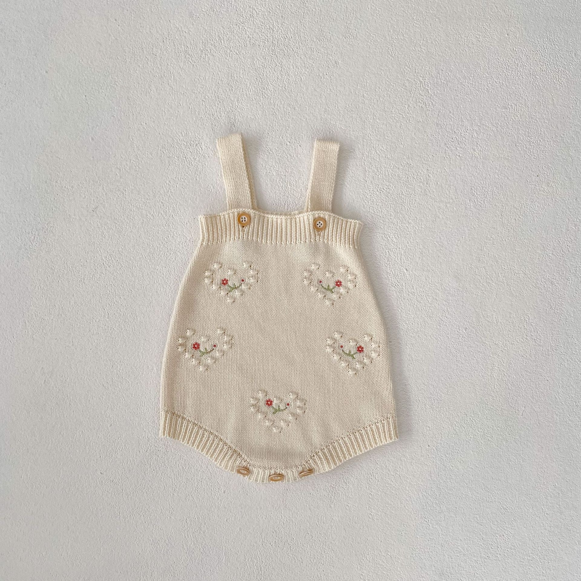 【BABY】off whiteフラワー刺繍ニットカーディガン