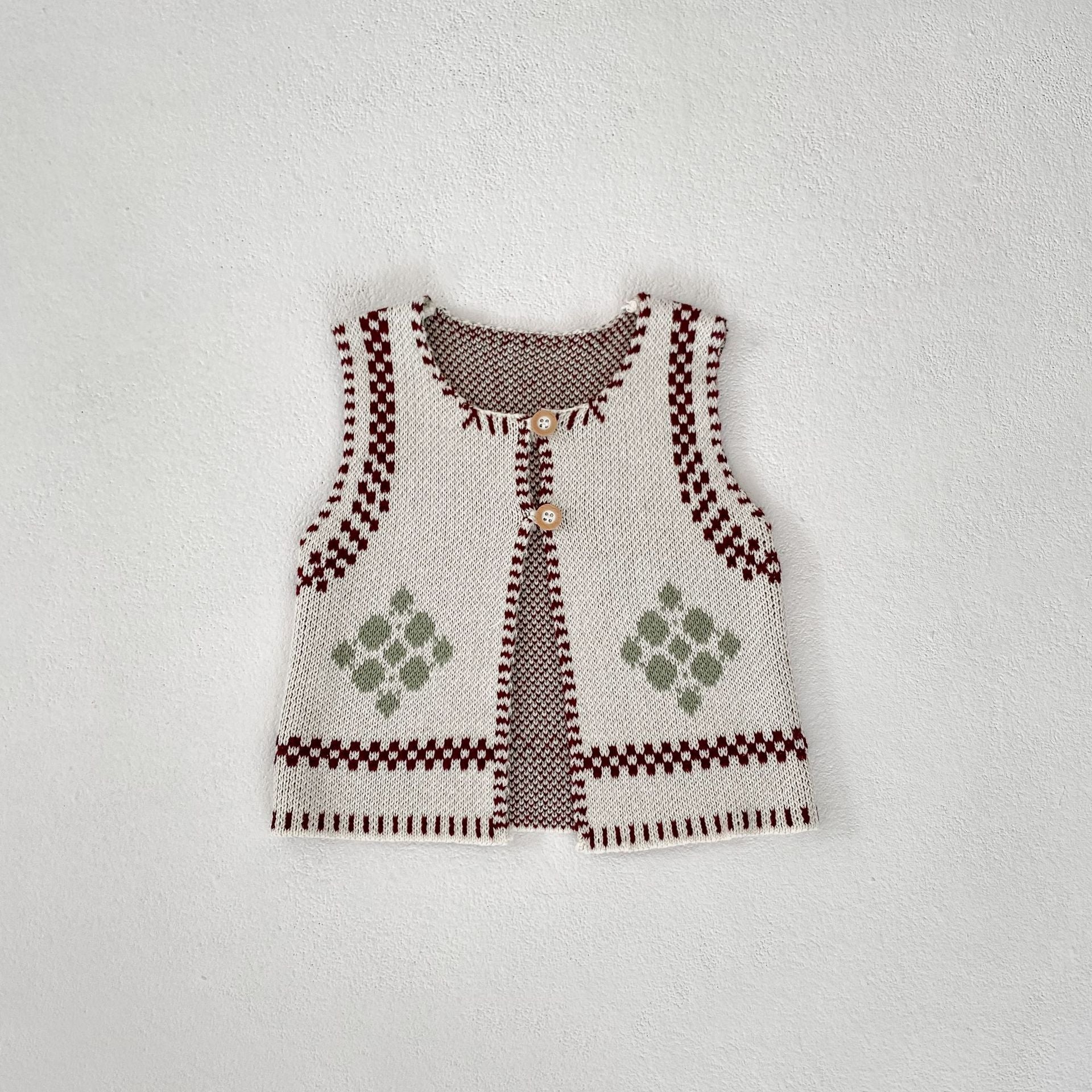 【BABY】フラワー刺繡ニットベビーベスト