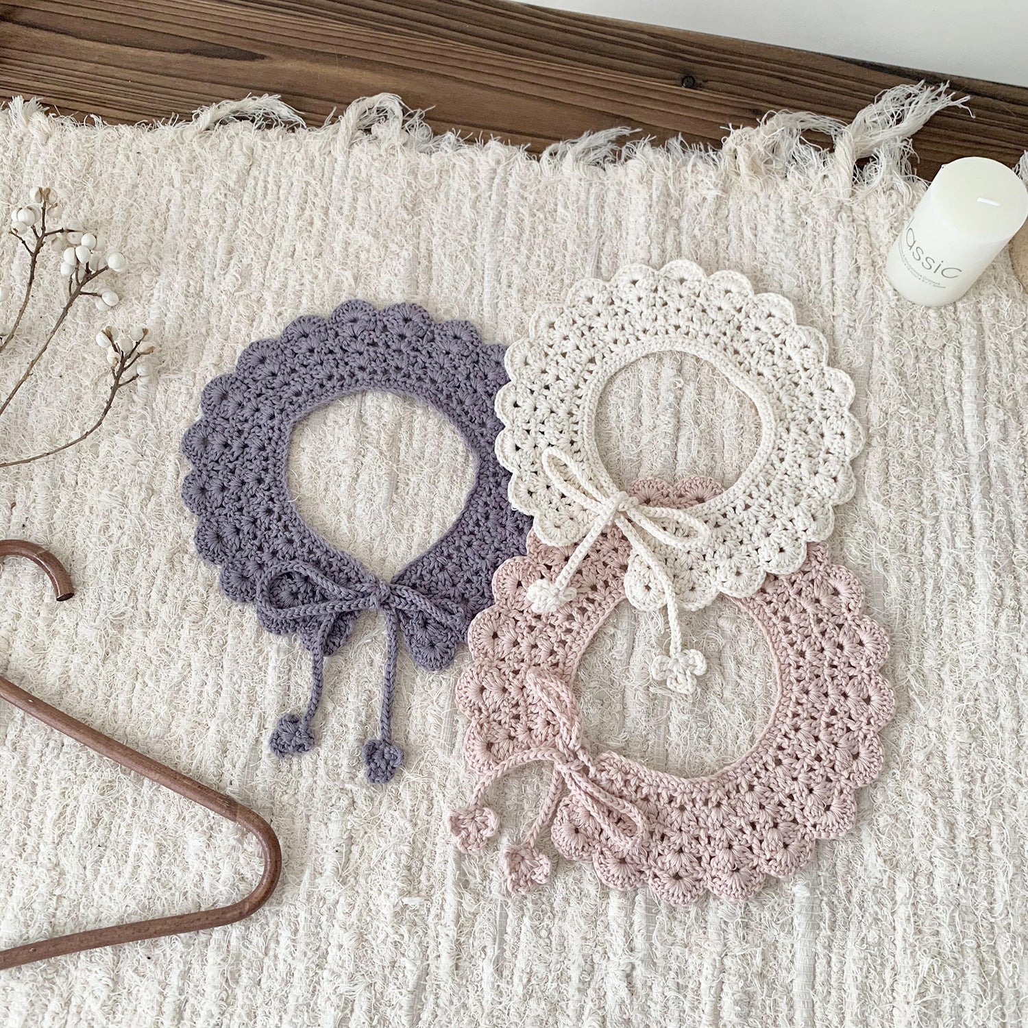 【バッグ】透かし編みつけ襟💕