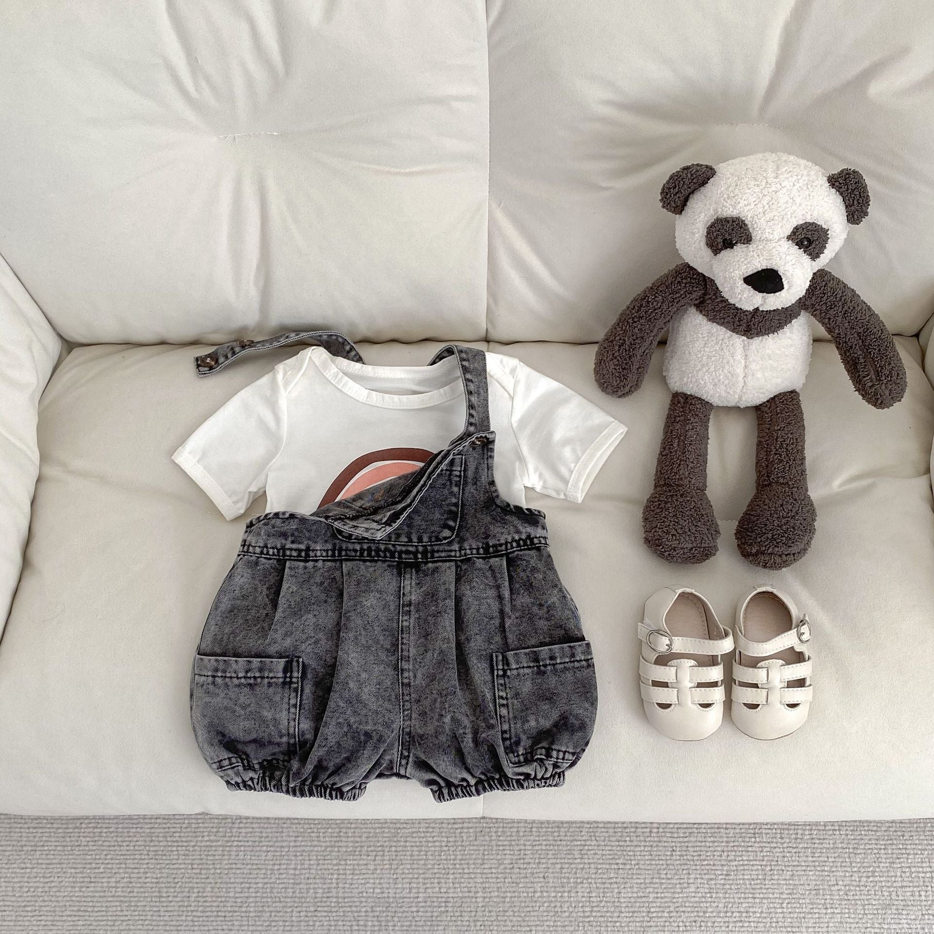 【BABY】BLACKデニムサロペット＆Tシャツセット
