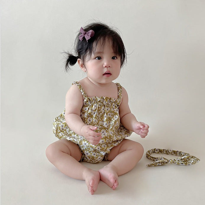 【BABY】グリーン花柄 サロペット / セットアップ CawaKomostore