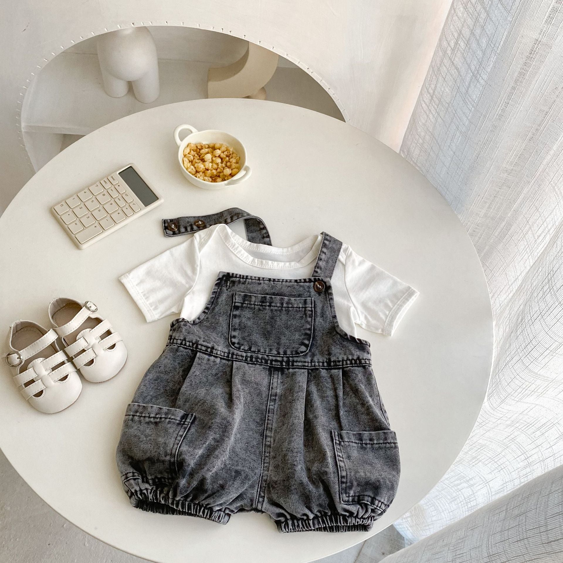【BABY】BLACKデニムサロペット＆Tシャツセット