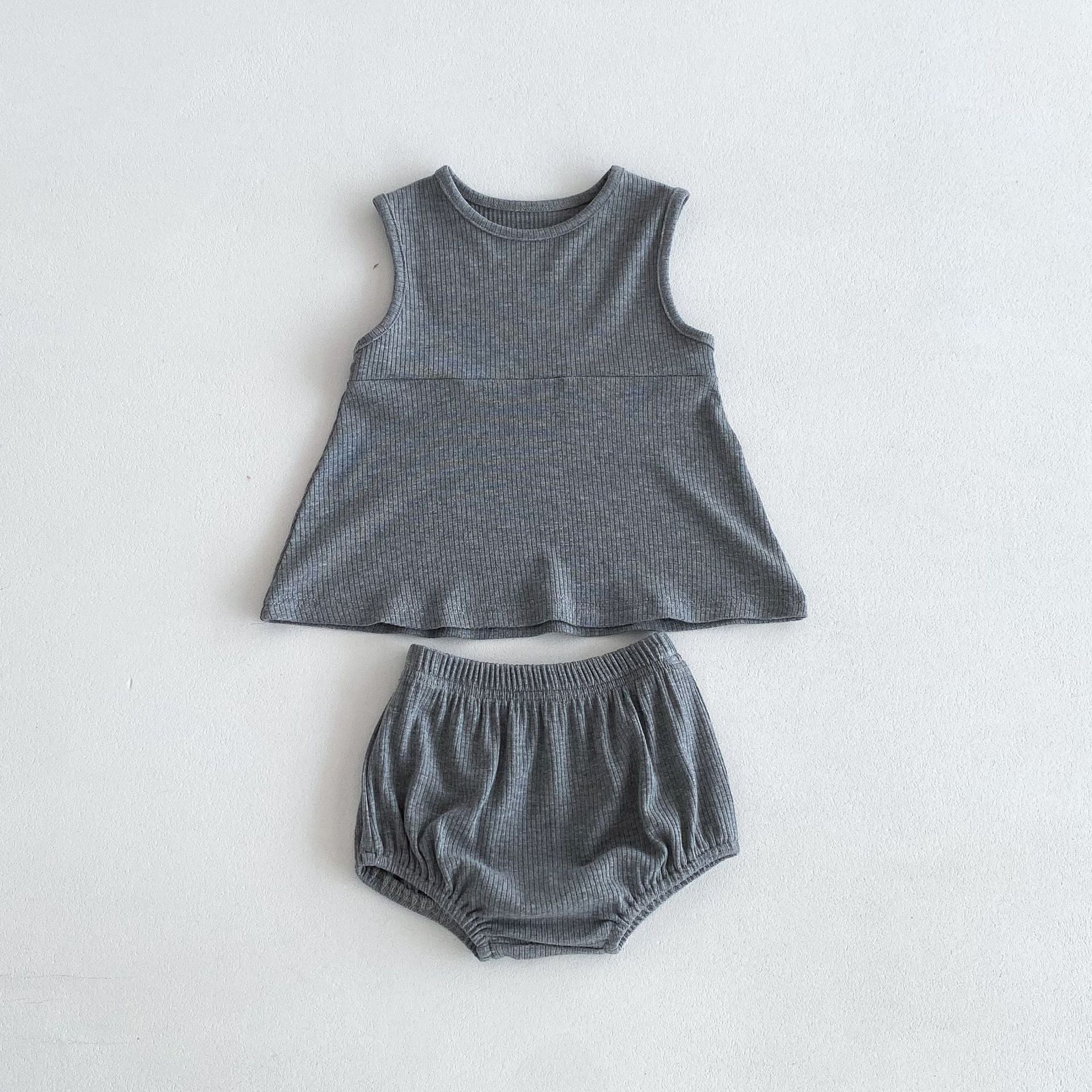 【BABY】リブ生地ノースリーブトップス&ブルマセットアップ CawaKomostore