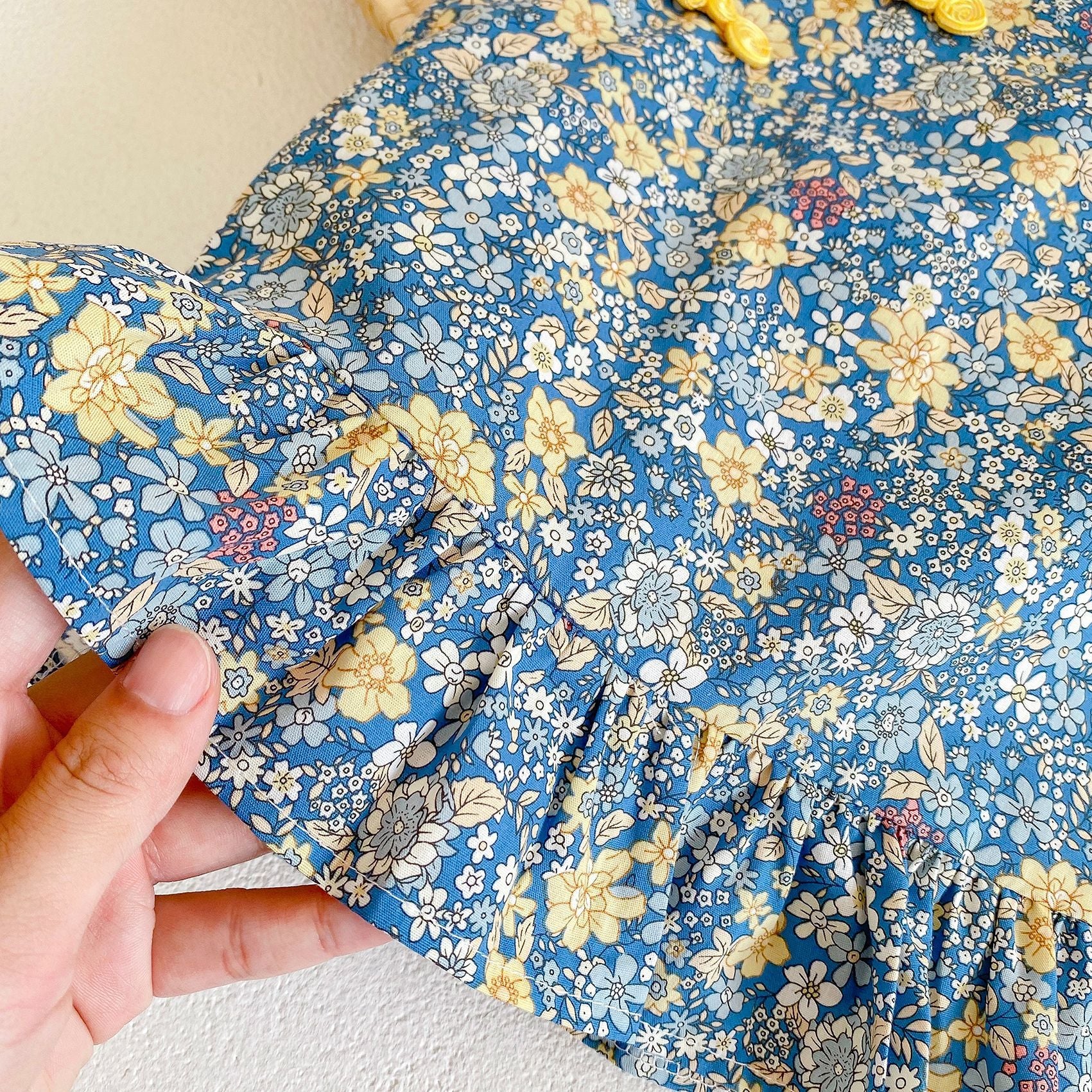【BABY】青チャイナ結び ワンピース / ロンパース CawaKomostore