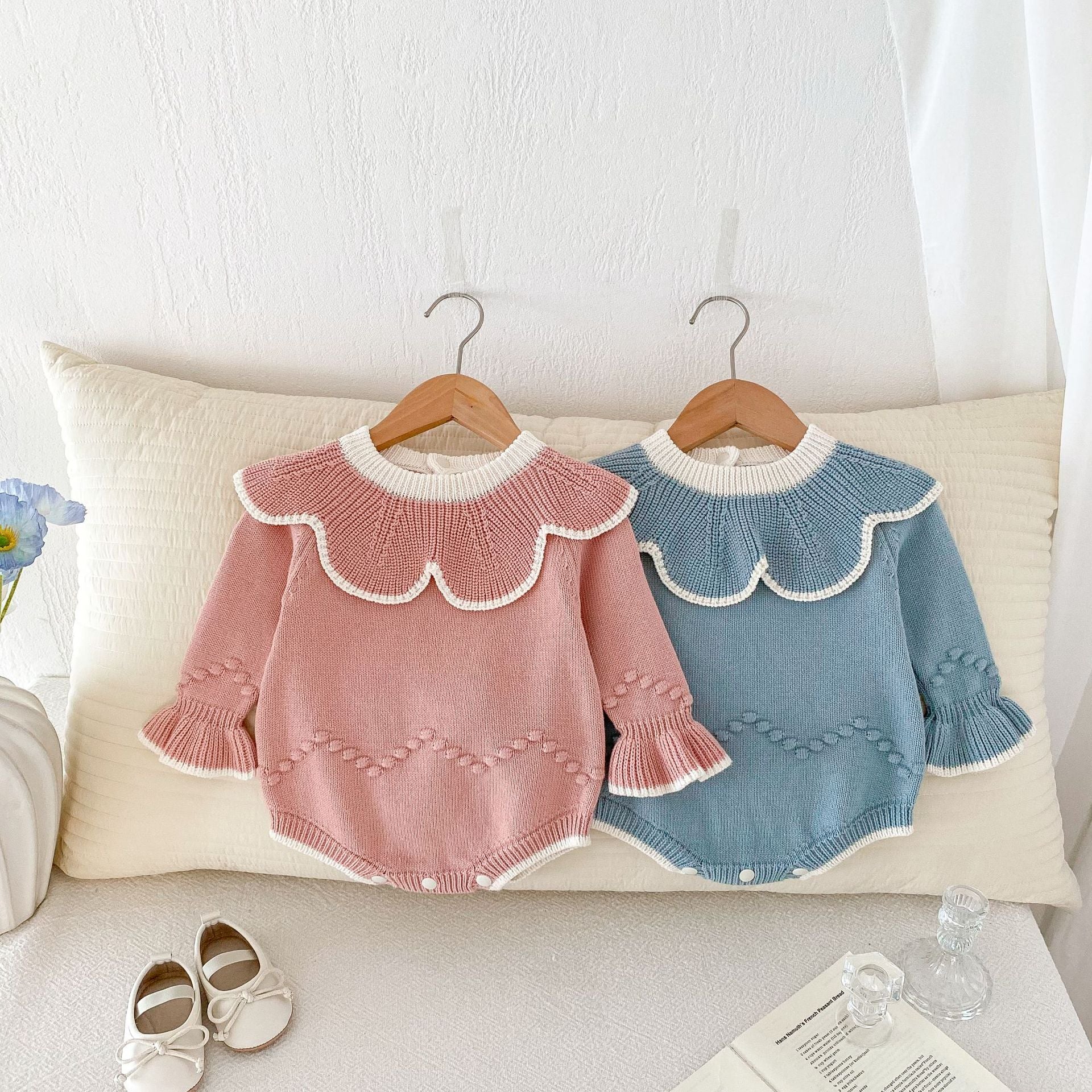 【BABY】リンガーデザインフローラルニットロンパース CawaKomostore