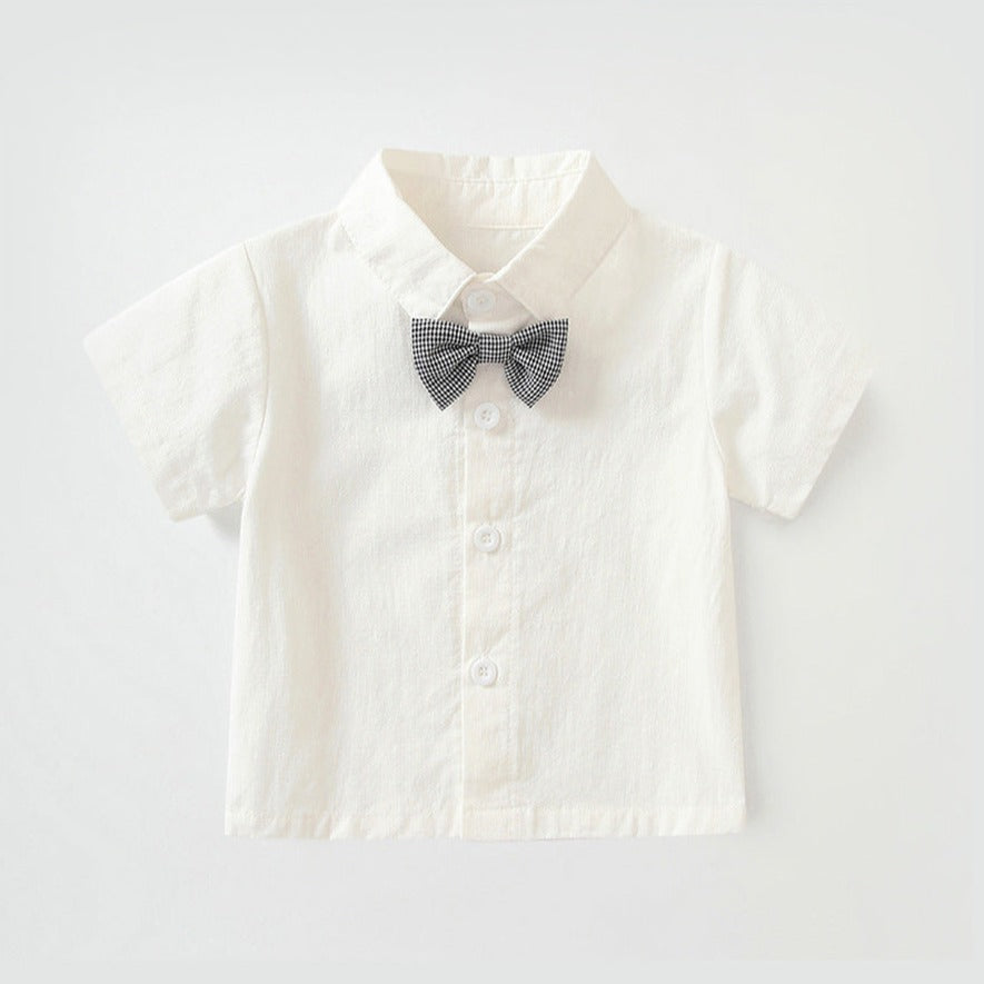 【BABY】 白いシャツ＆チェック柄ショートパンツセットアップ CawaKomostore