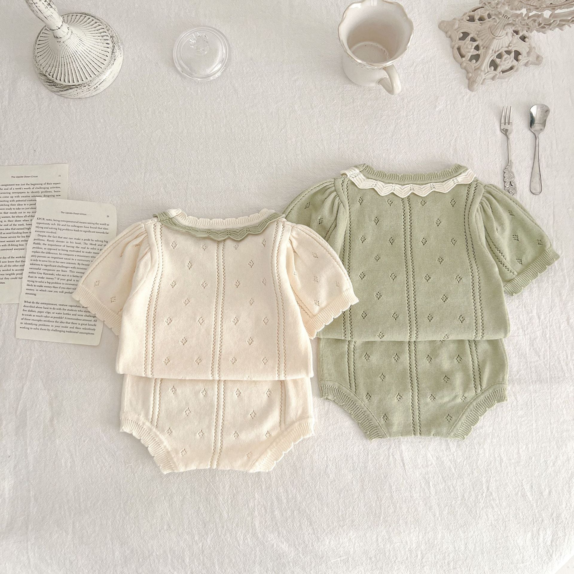 【BABY】透かし編みニットセットアップ CawaKomostore