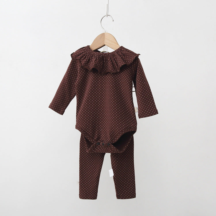 【BABY】 ギャザーフリルカラードット柄ルームウェア　3点セット CawaKomostore