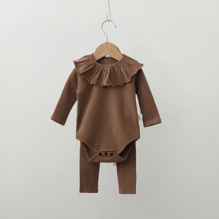 【BABY】 ギャザーフリルカラードット柄ルームウェア　3点セット CawaKomostore