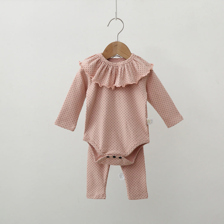 【BABY】 ギャザーフリルカラードット柄ルームウェア　3点セット CawaKomostore