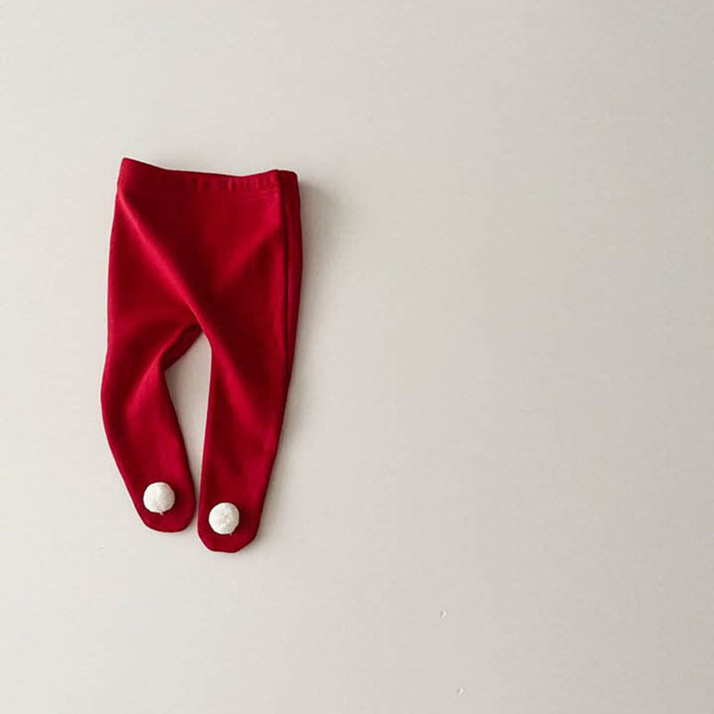 【クリスマス】ポンポンワンカラータイツ CawaKomostore