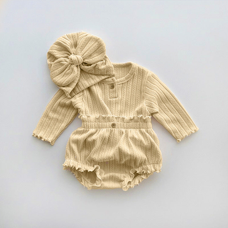 【BABY】レタストリム長袖ブルマwith ターバン3点セット CawaKomostore