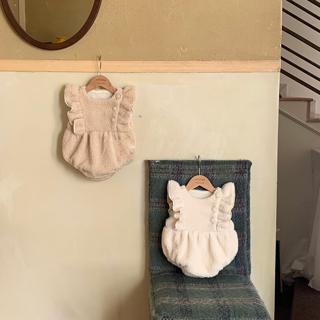 【BABY】ボアフリルロンパース(ホワイト/ブラウン) CawaKomostore