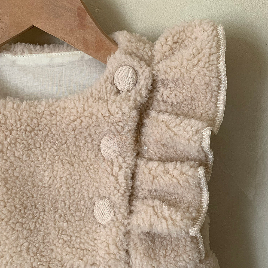 【BABY】ボアフリルロンパース(ホワイト/ブラウン) CawaKomostore