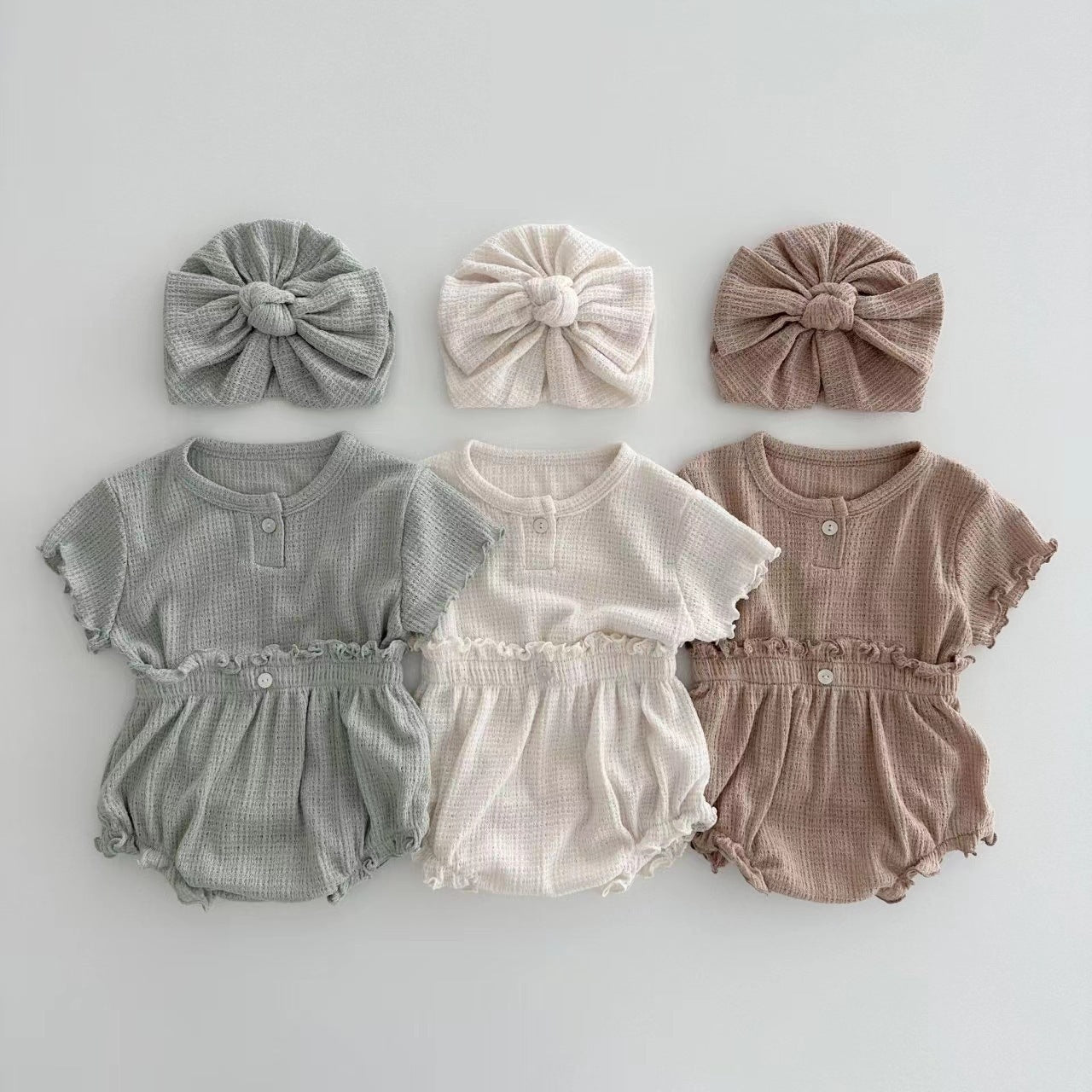 【BABY】半袖くすみパステルレース2点セット CawaKomostore
