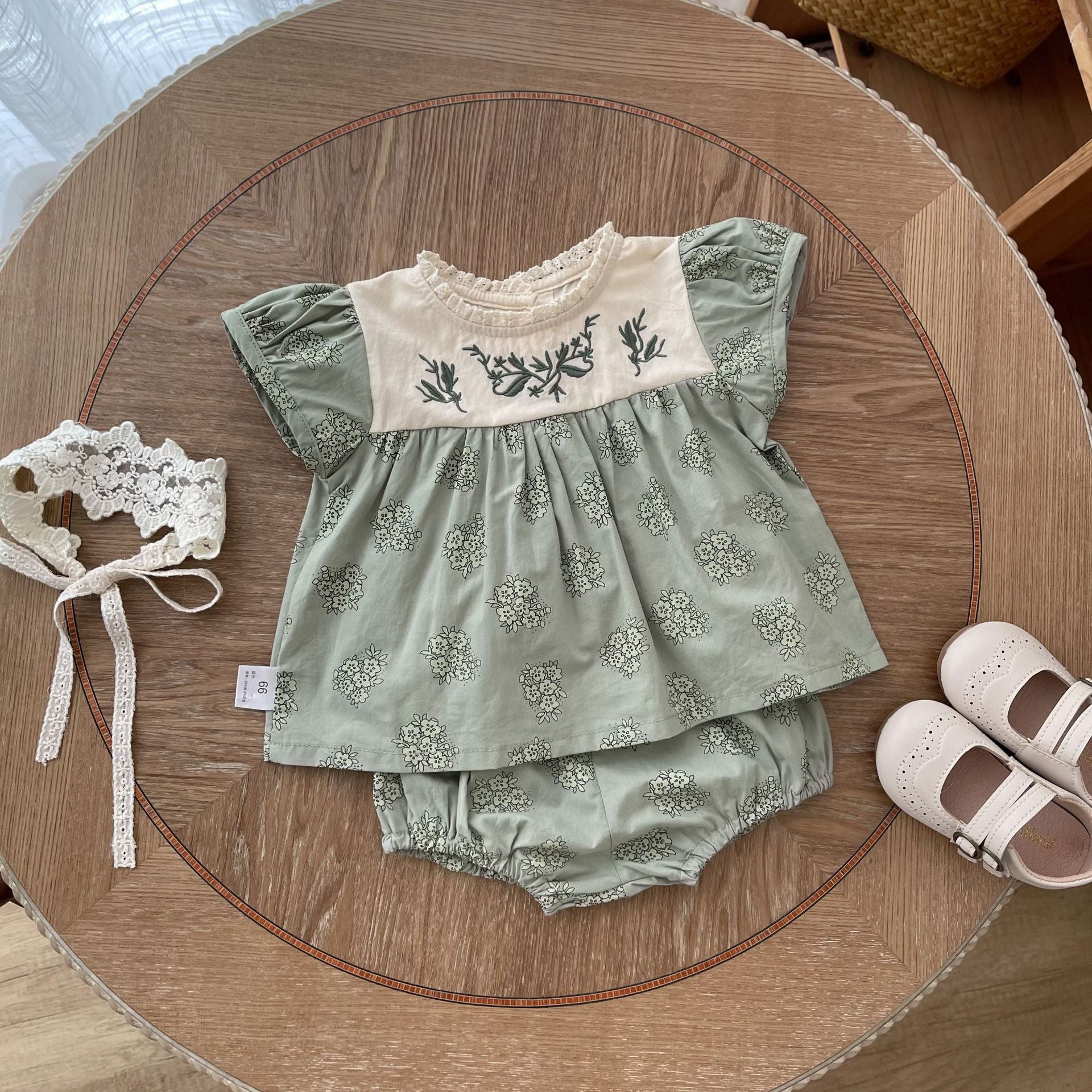 【BABY】春、夏グリーンツーピース 花柄セットアップ CawaKomostore