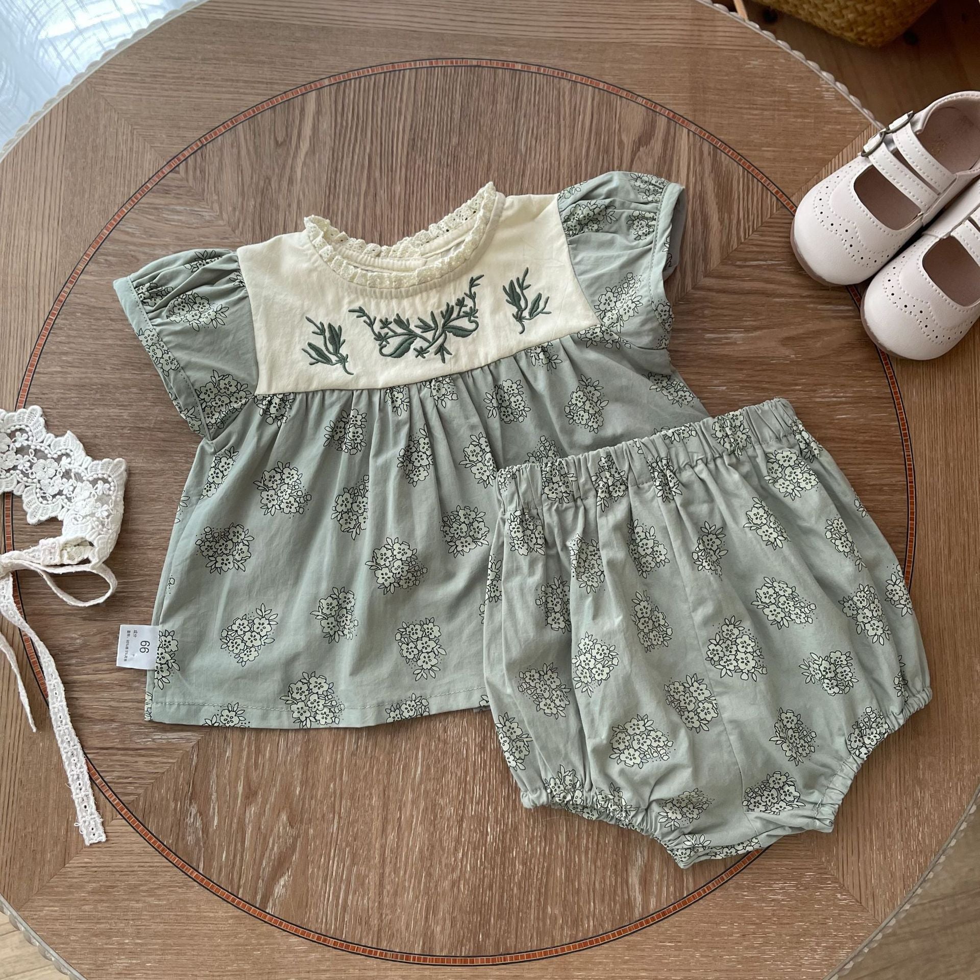 【BABY】春、夏グリーンツーピース 花柄セットアップ CawaKomostore