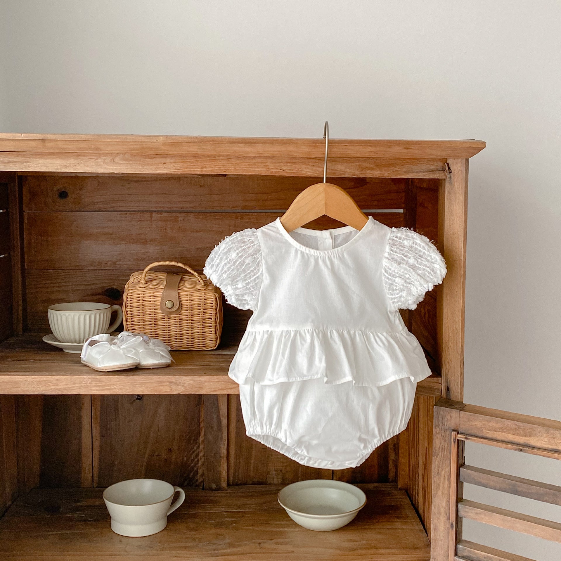 【BABY】レースプリンセスホワイト ロンパース CawaKomostore