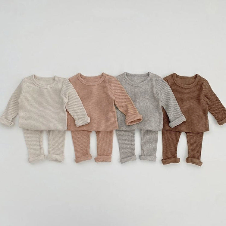 【BABY】くすみカラーコットンリブセットアップ CawaKomostore
