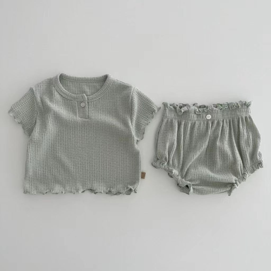 【BABY】半袖くすみパステルレース2点セット CawaKomostore